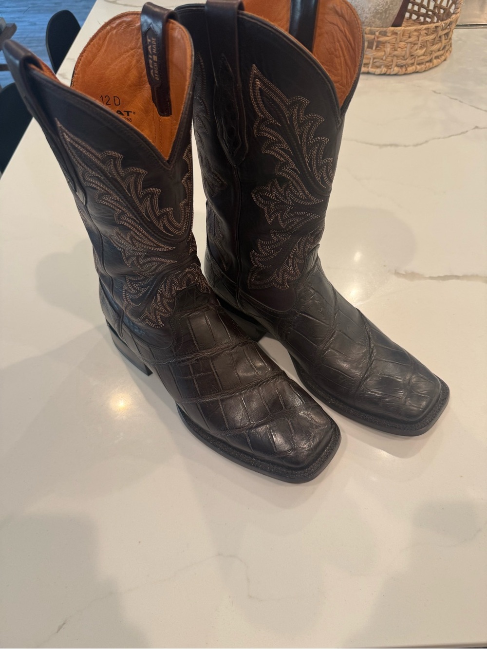 Ariat Black Croc-Embossed Western Cowboy Boots